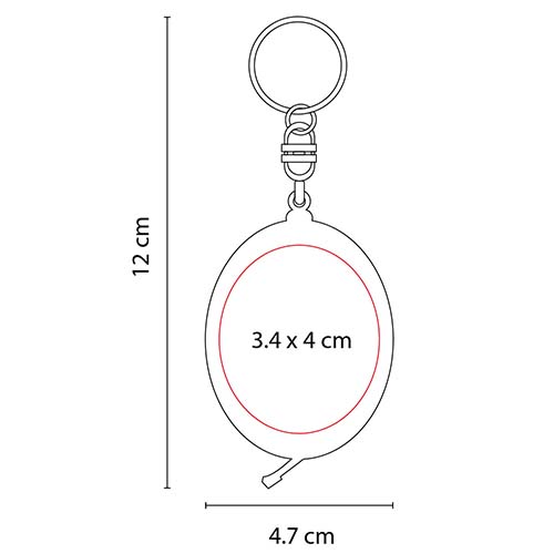 LLAVERO FLEXÓMETRO OVALADO AZUL TRASLÚCIDO